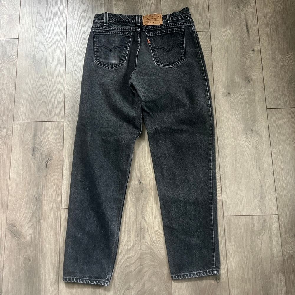 Vintage Orange Tab Levis Mens W 33 L 32 Black Straight Leg - Picture 2 of 8
